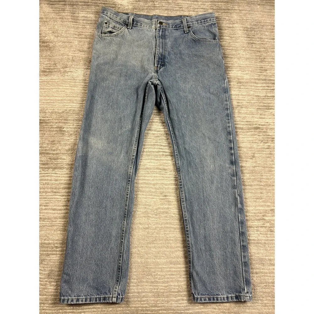 Wrangler Jeans Mens 38x32 Light Blue 96501DS Straight Leg Denim Workwear Pants